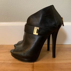 Black open toe booties